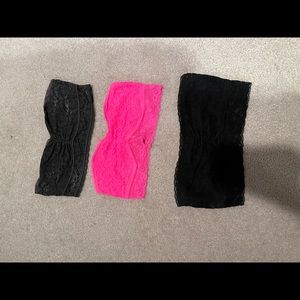 Set 3 Lace Bralettes - Pink, Grey, Black, Size M
